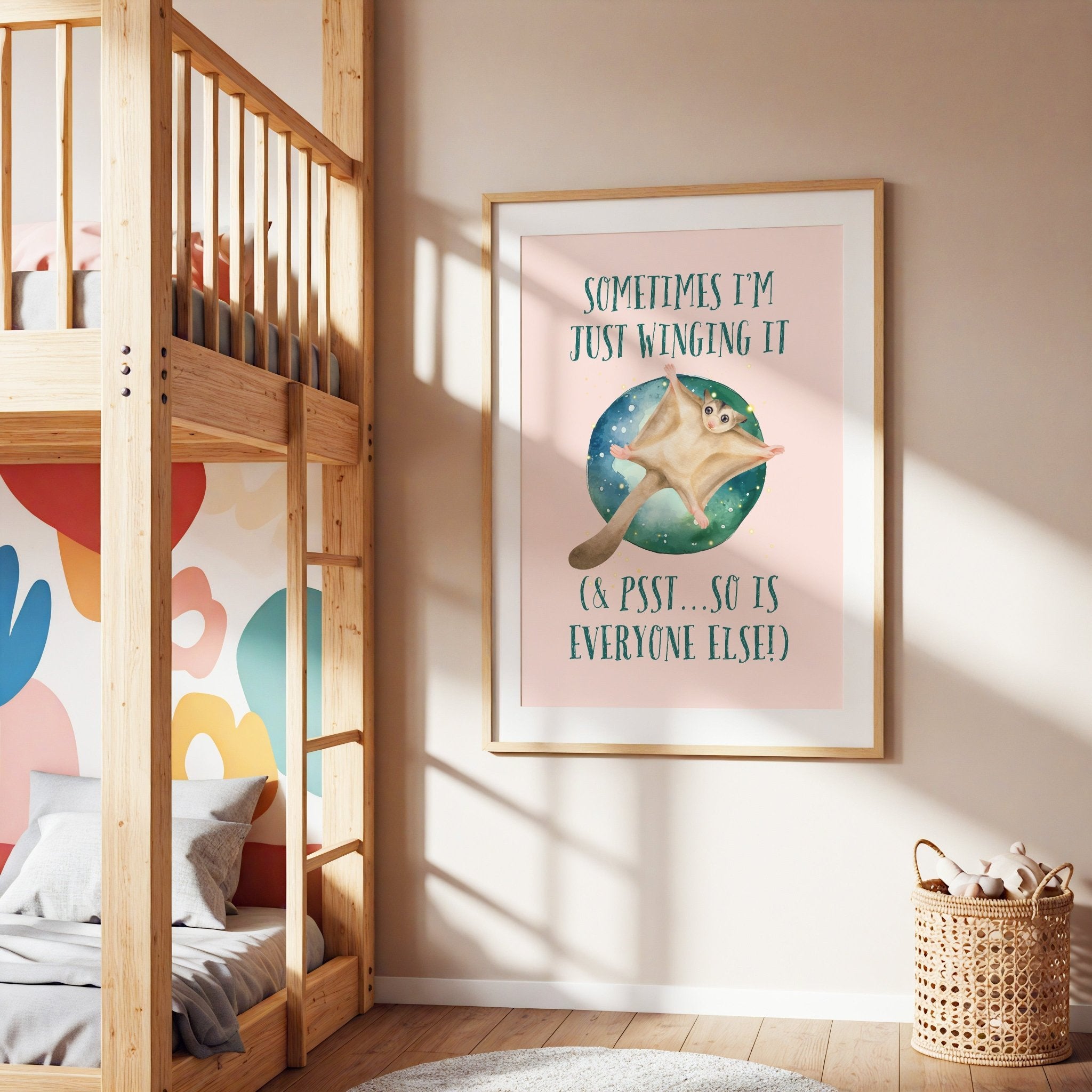 Flying Squirrel | Kids Affirmation Poster | Dog Lover Gift by Nest & Nova