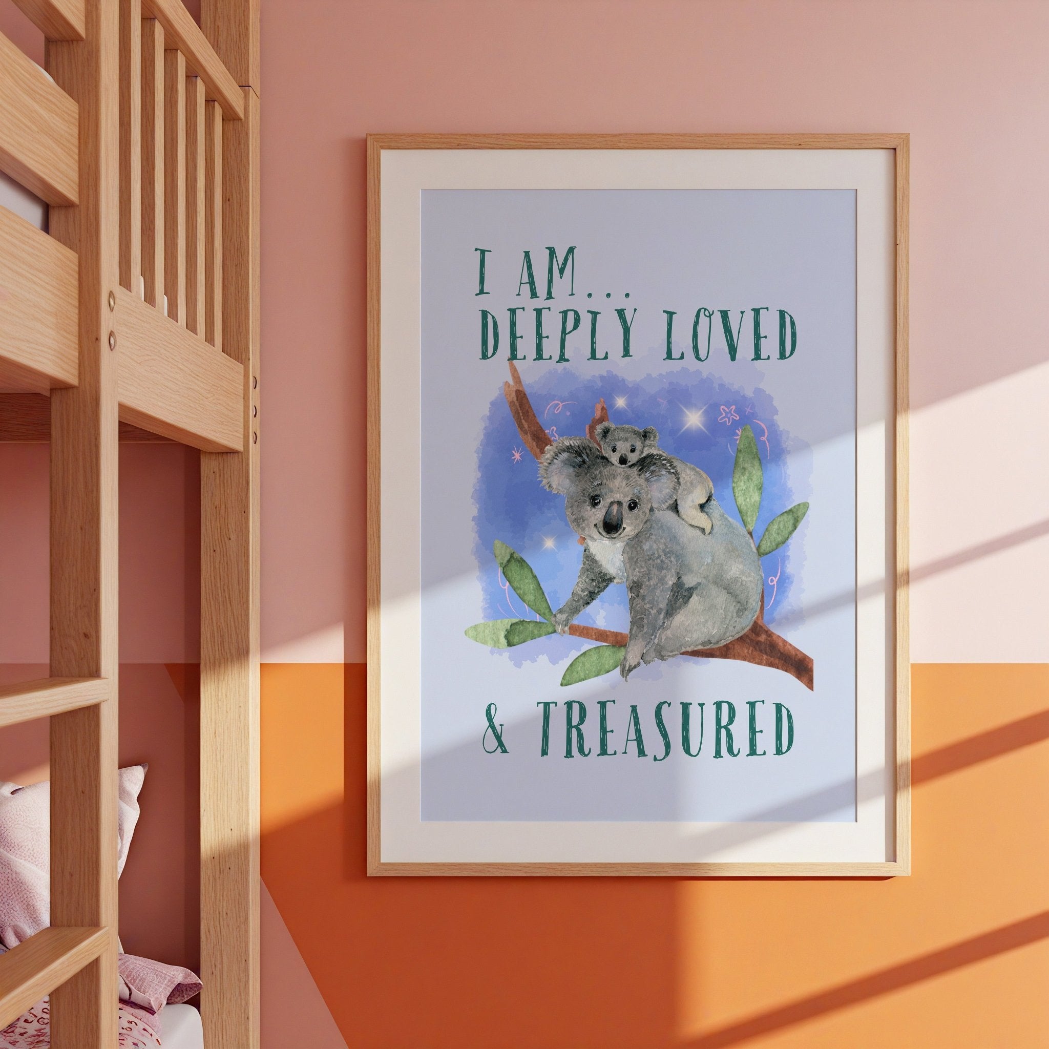 Koalas Blue | Kids Affirmation Poster | Dog Lover Gift by Nest & Nova