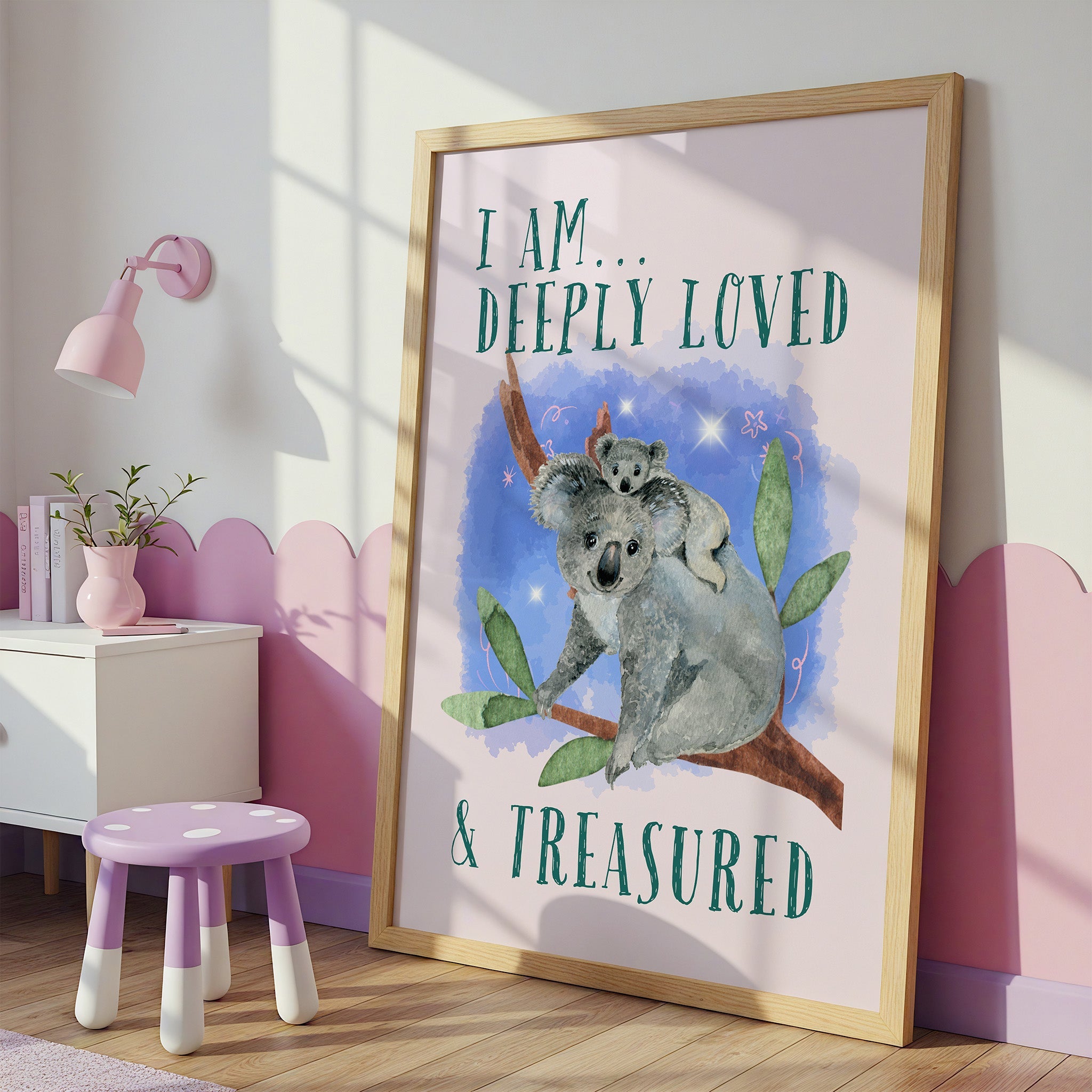 Koalas Blue | Kids Affirmation Poster | Dog Lover Gift by Nest & Nova