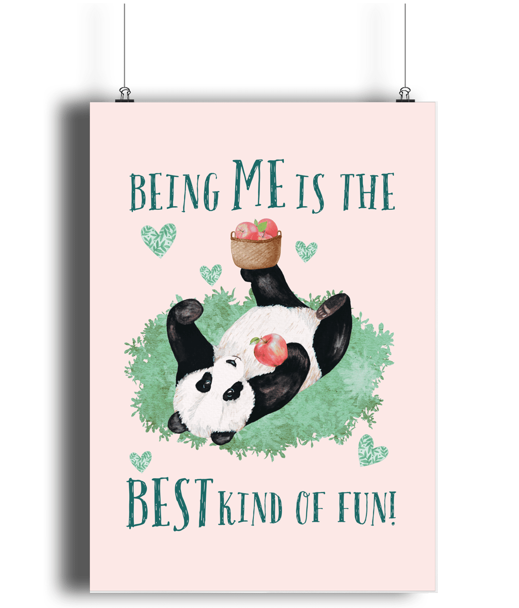 Panda Pink | Kids Positive Wall Art Print | Dog Lover Gift by Nest & Nova