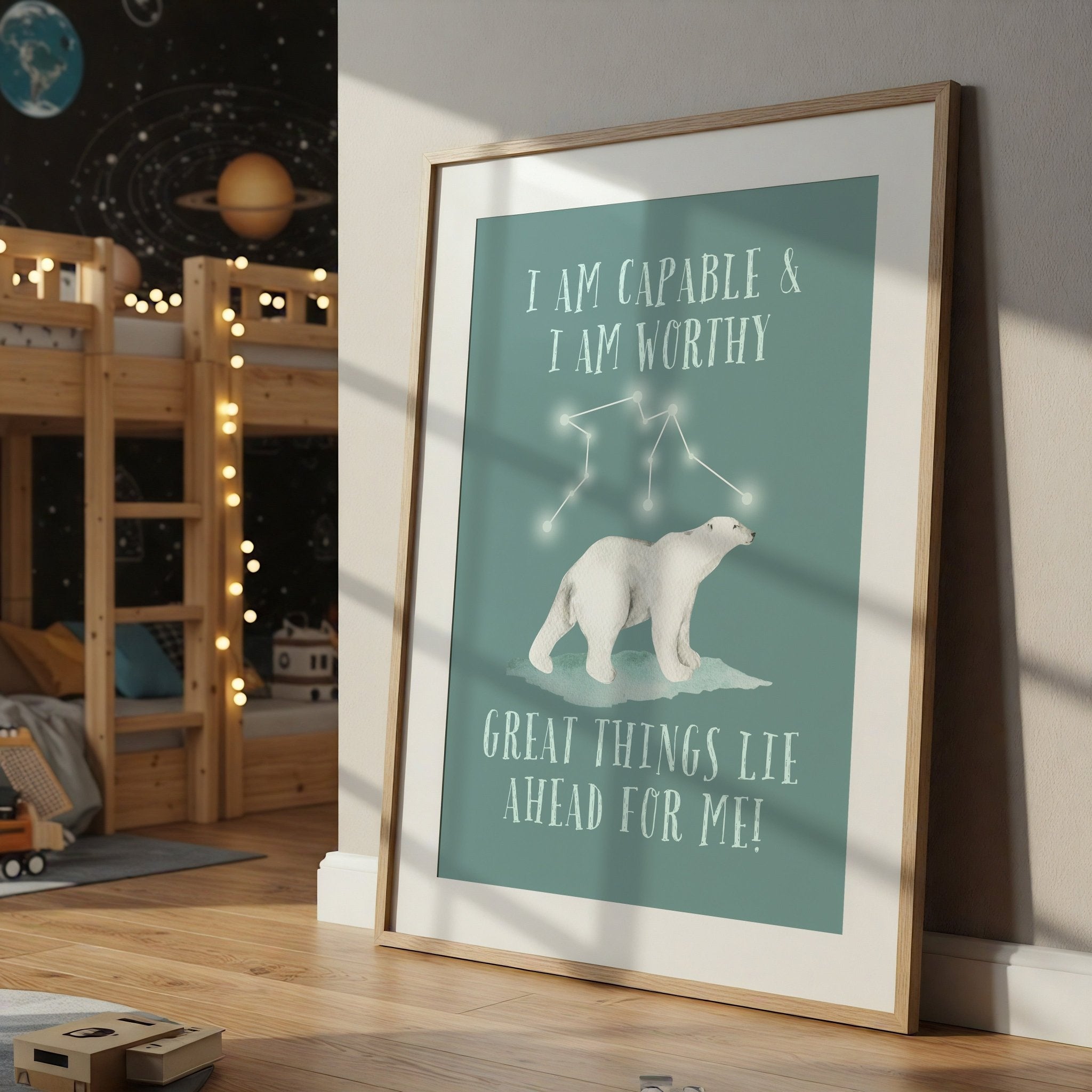 Polar Bear Constellation | Kids Positive Wall Art Print | Dog Lover Gift by Nest & Nova