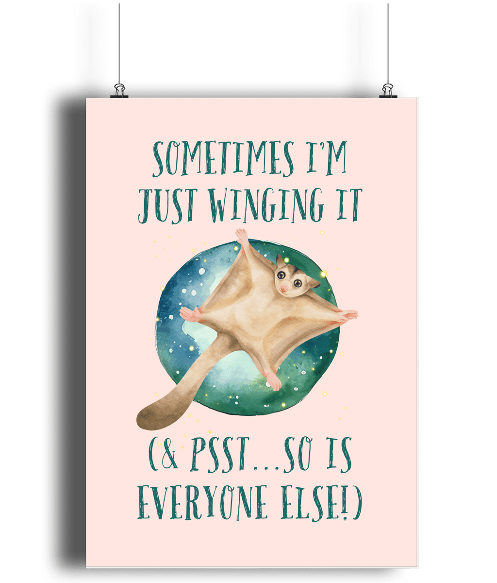 Sugar Glider | Kids Positive Wall Art Print | Dog Lover Gift by Nest & Nova