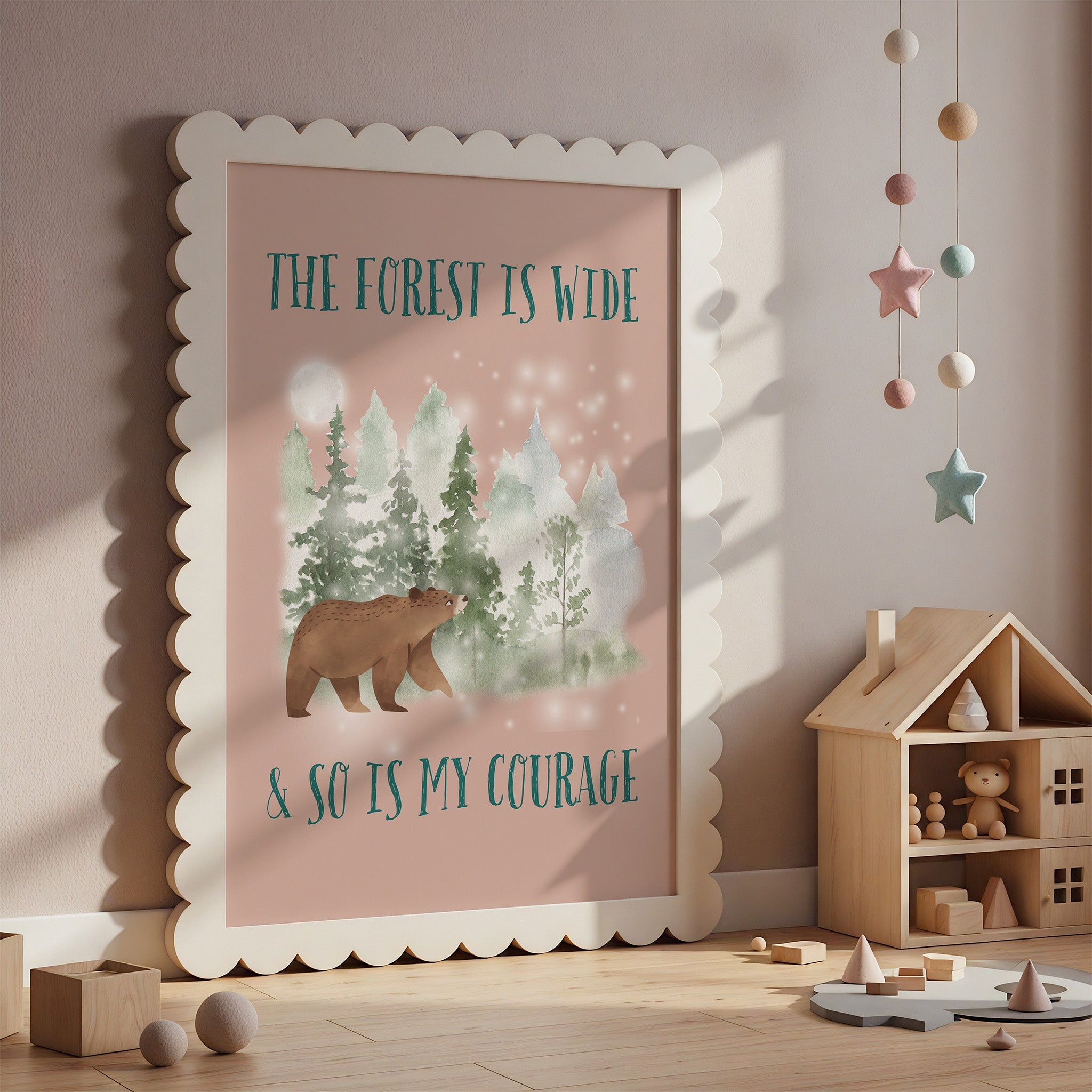 Woodland Forest Bear | Kids Affirmation Poster | Dog Lover Gift by Nest & Nova