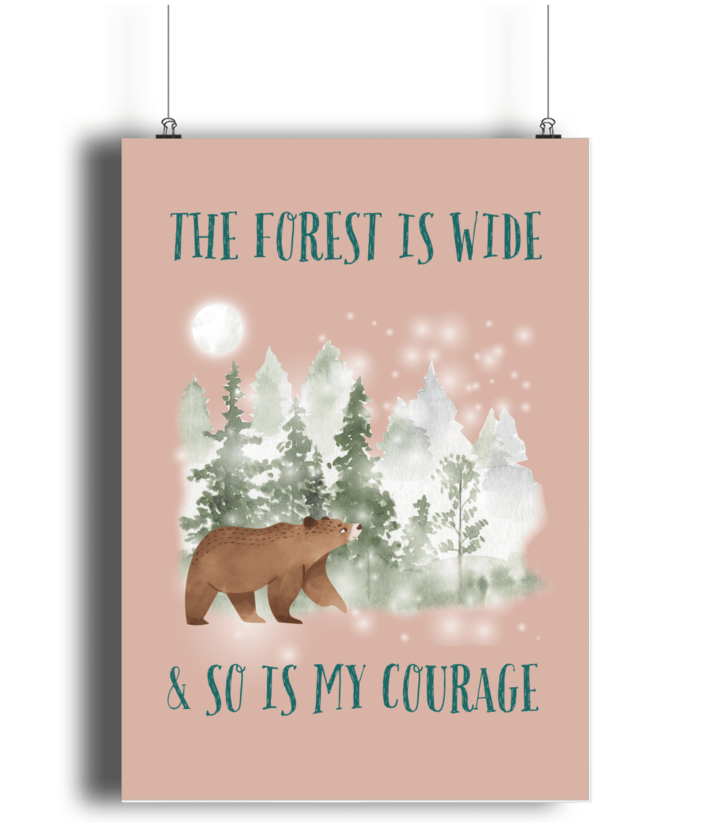 Woodland Forest Bear | Kids Positive Wall Art Print | Dog Lover Gift by Nest & Nova