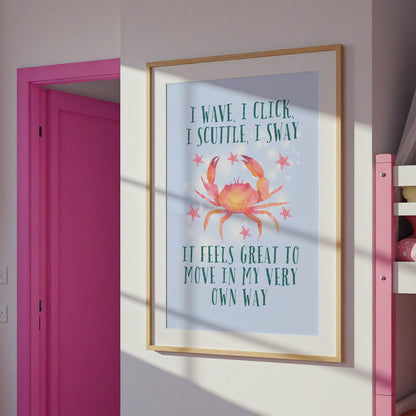 Crab | Kids Positive Wall Art Print | Dog Lover Gift by Nest &amp; Nova