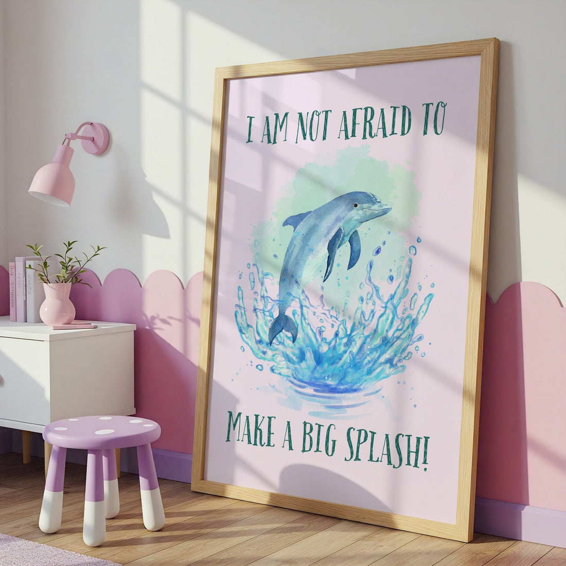 Dolphin | Kids Affirmation Poster | Dog Lover Gift by Nest &amp; Nova
