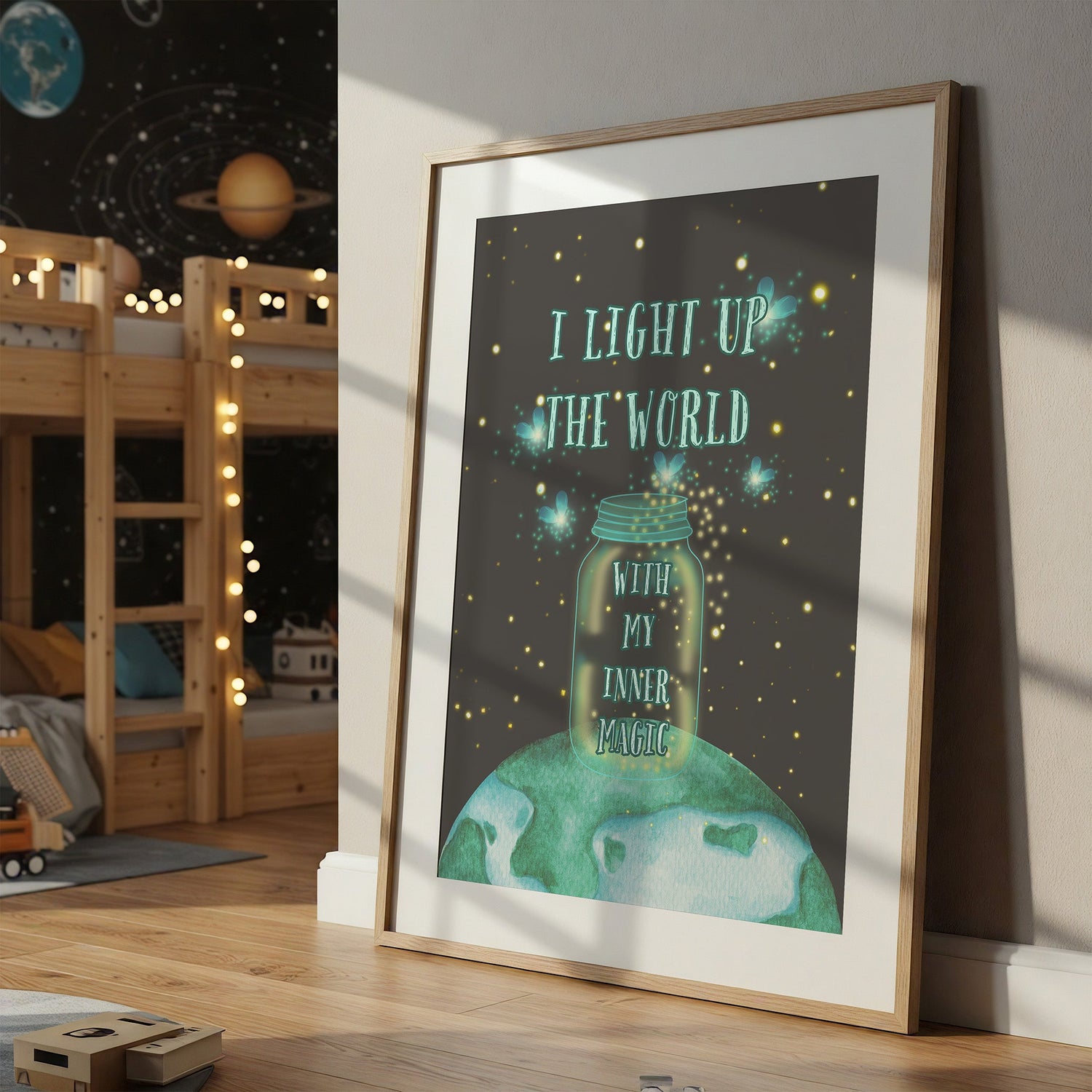 Fireflies | Kids Positive Wall Art Print | Dog Lover Gift by Nest &amp; Nova