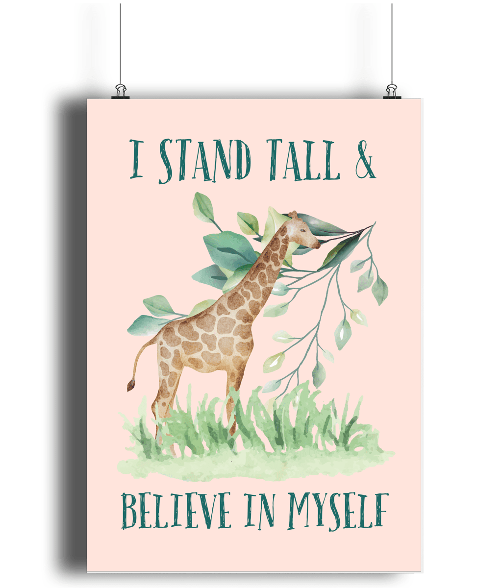 Giraffe | Kids Positive Wall Art Print | Dog Lover Gift by Nest &amp; Nova