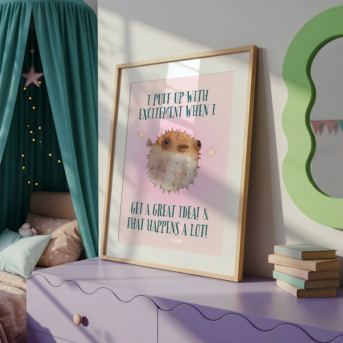 Pufferfish | Kids Positive Wall Art Print | Dog Lover Gift by Nest &amp; Nova