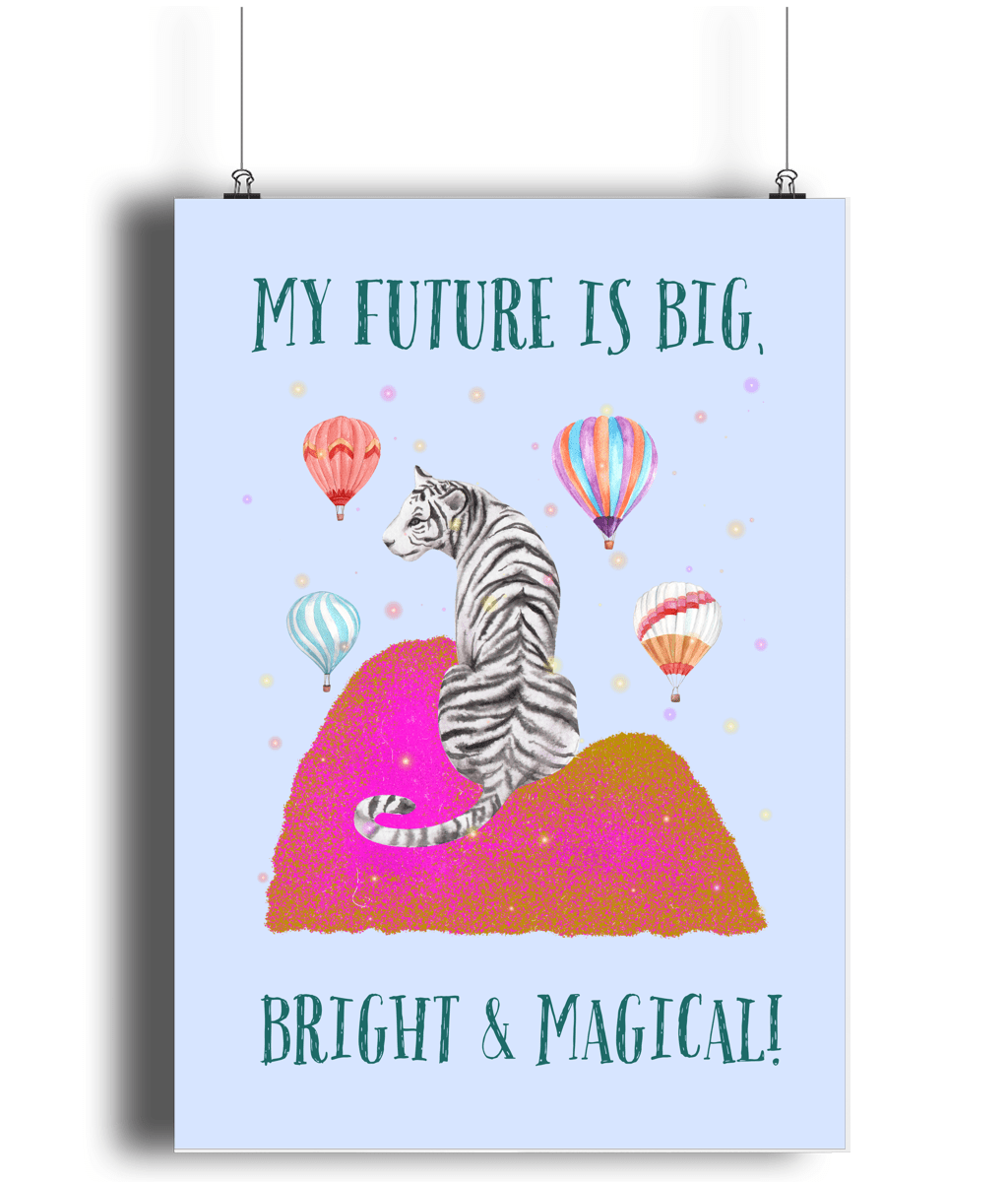 White Tiger | Kids Positive Wall Art Print | Dog Lover Gift by Nest &amp; Nova