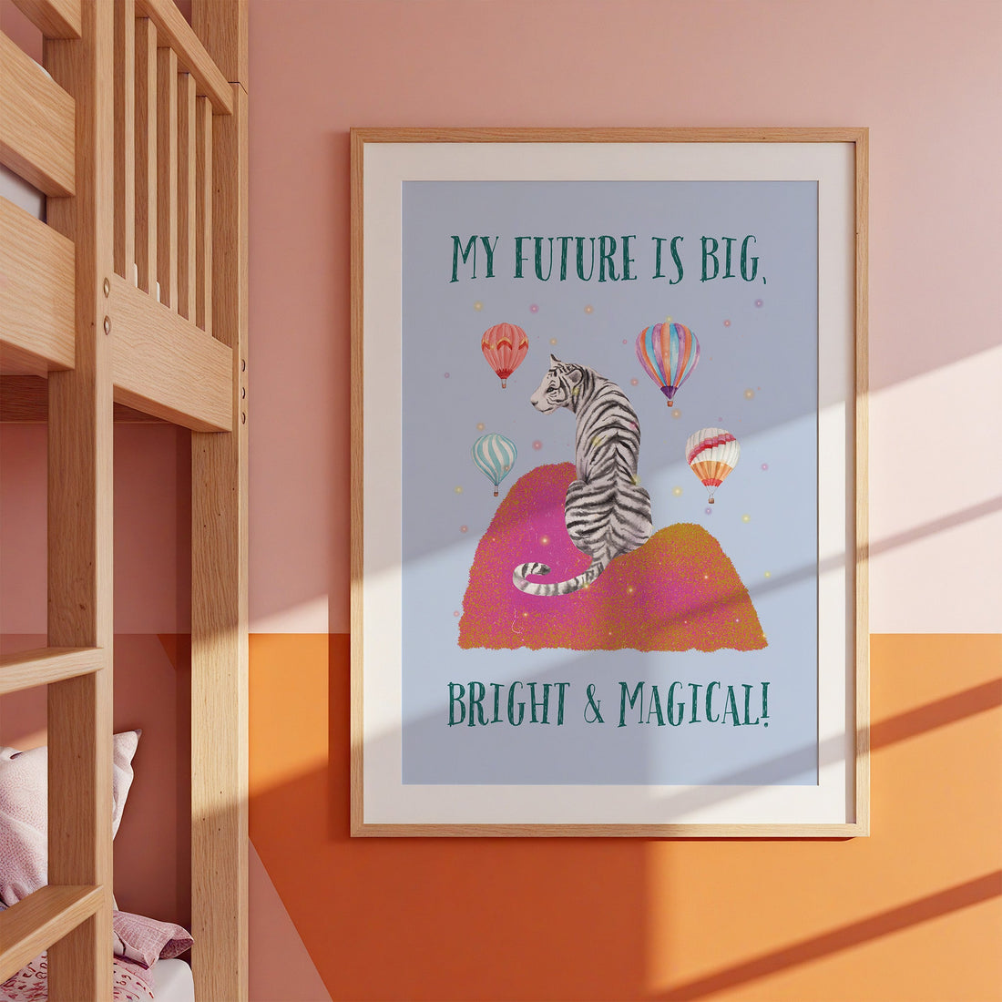 White Tiger | Kids Positive Wall Art Print | Dog Lover Gift by Nest &amp; Nova
